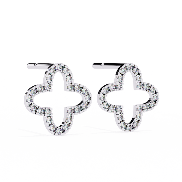 Four-Leaf Clover Diamond Stud Earrings