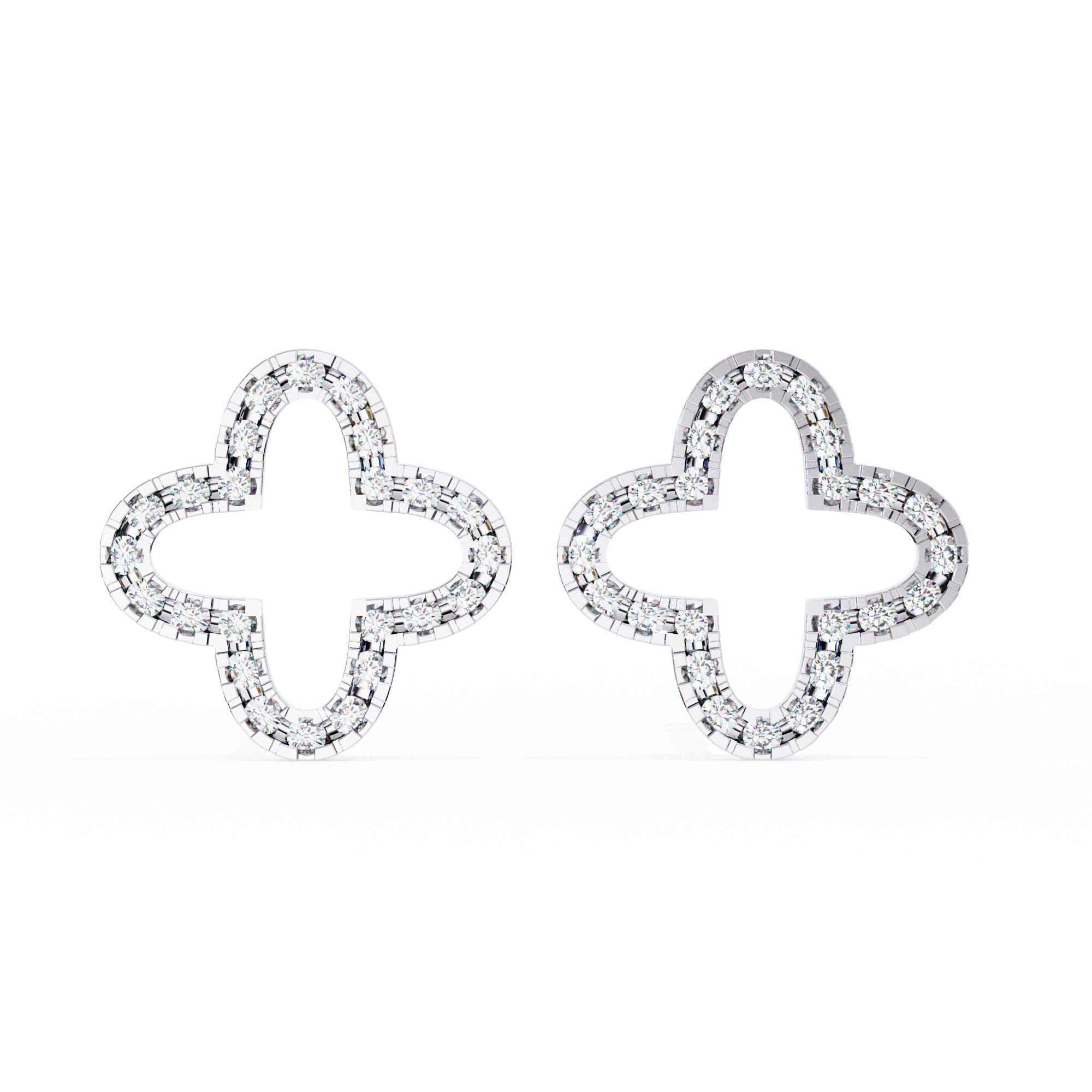 Four-Leaf Clover Diamond Stud Earrings