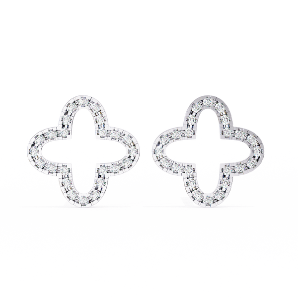 Four-Leaf Clover Diamond Stud Earrings