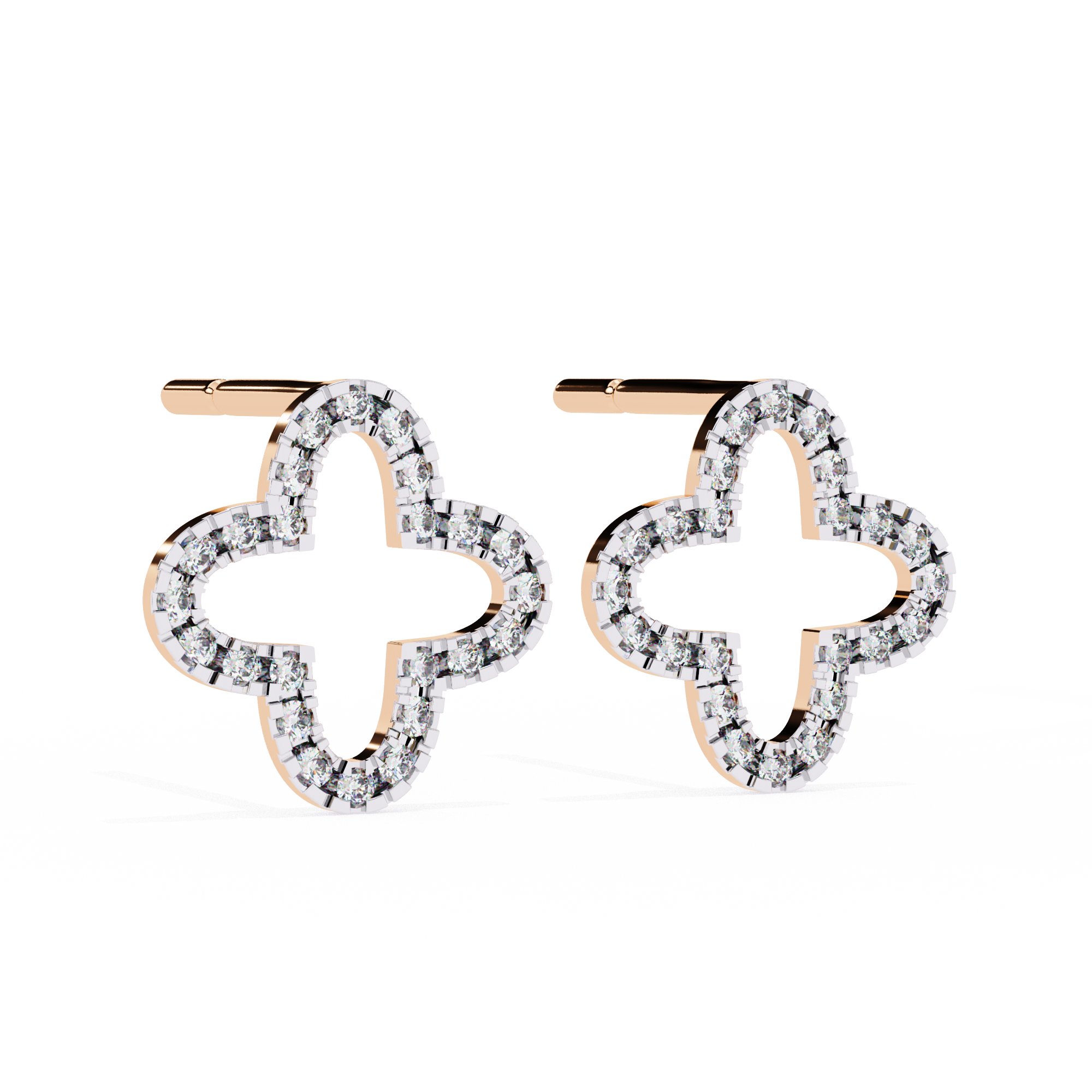 Four-Leaf Clover Diamond Stud Earrings