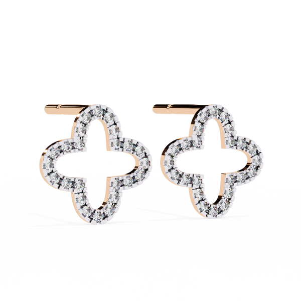 Four-Leaf Clover Diamond Stud Earrings