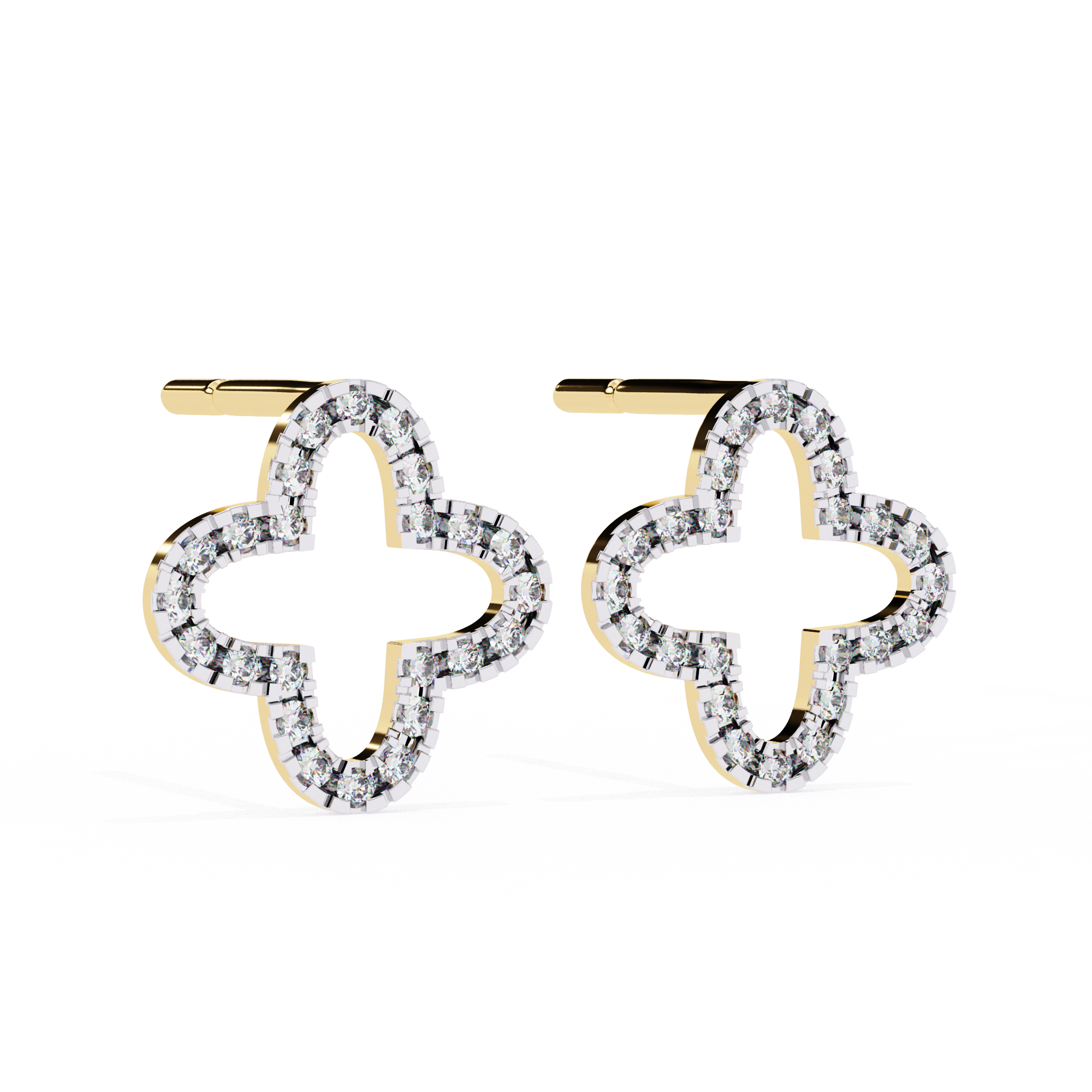 Four-Leaf Clover Diamond Stud Earrings