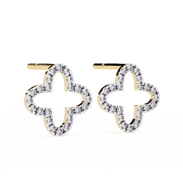 Four-Leaf Clover Diamond Stud Earrings