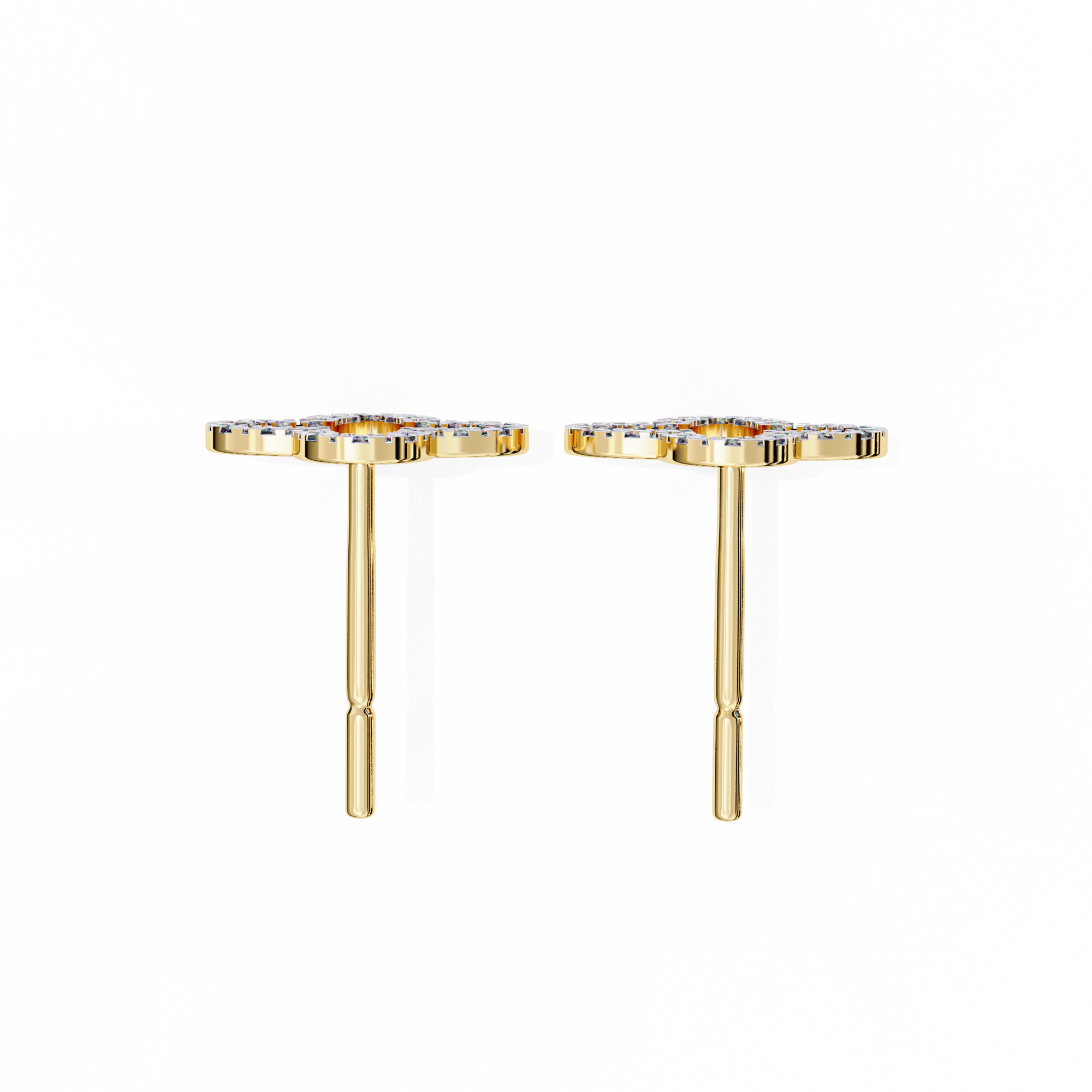 Four-Leaf Clover Diamond Stud Earrings