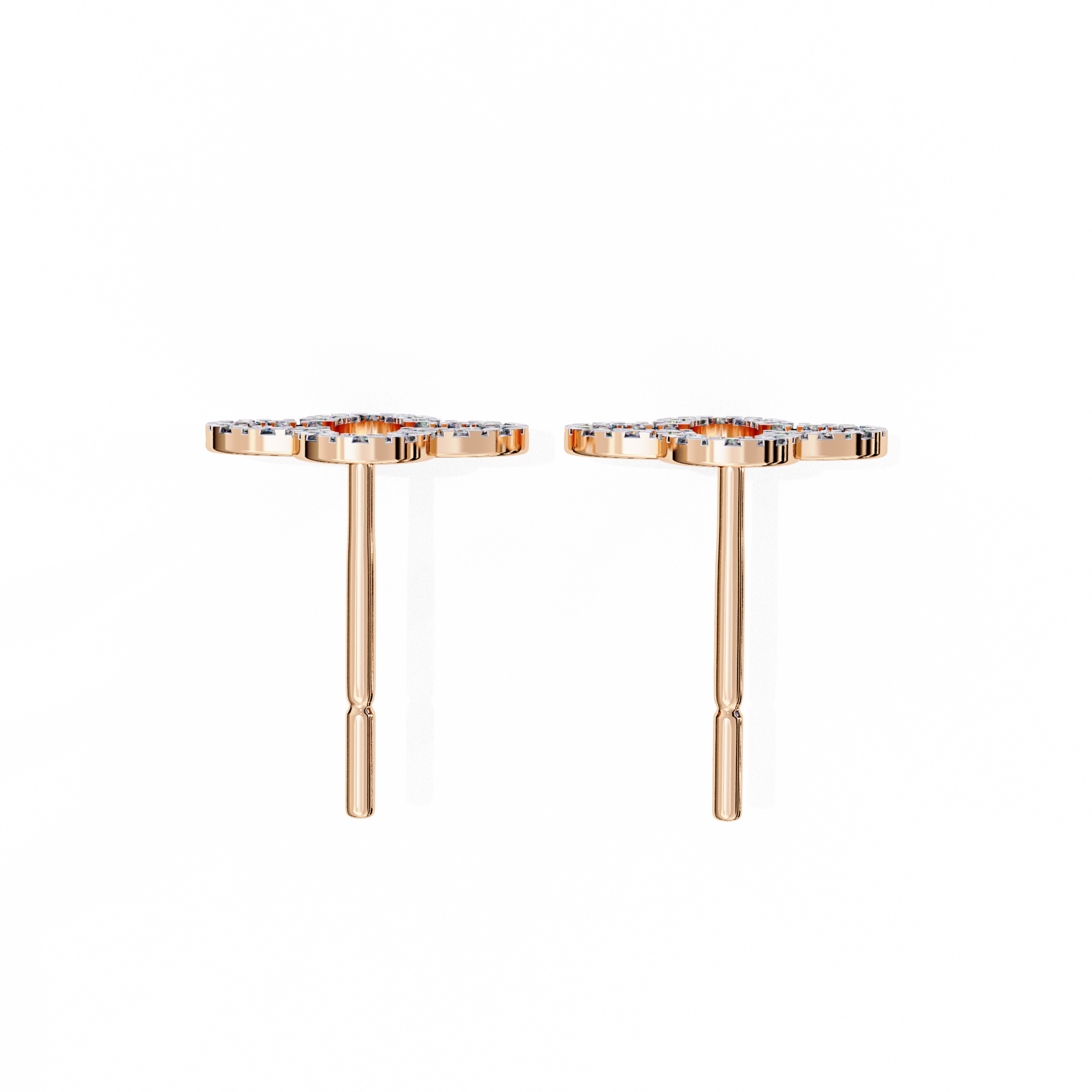 Four-Leaf Clover Diamond Stud Earrings