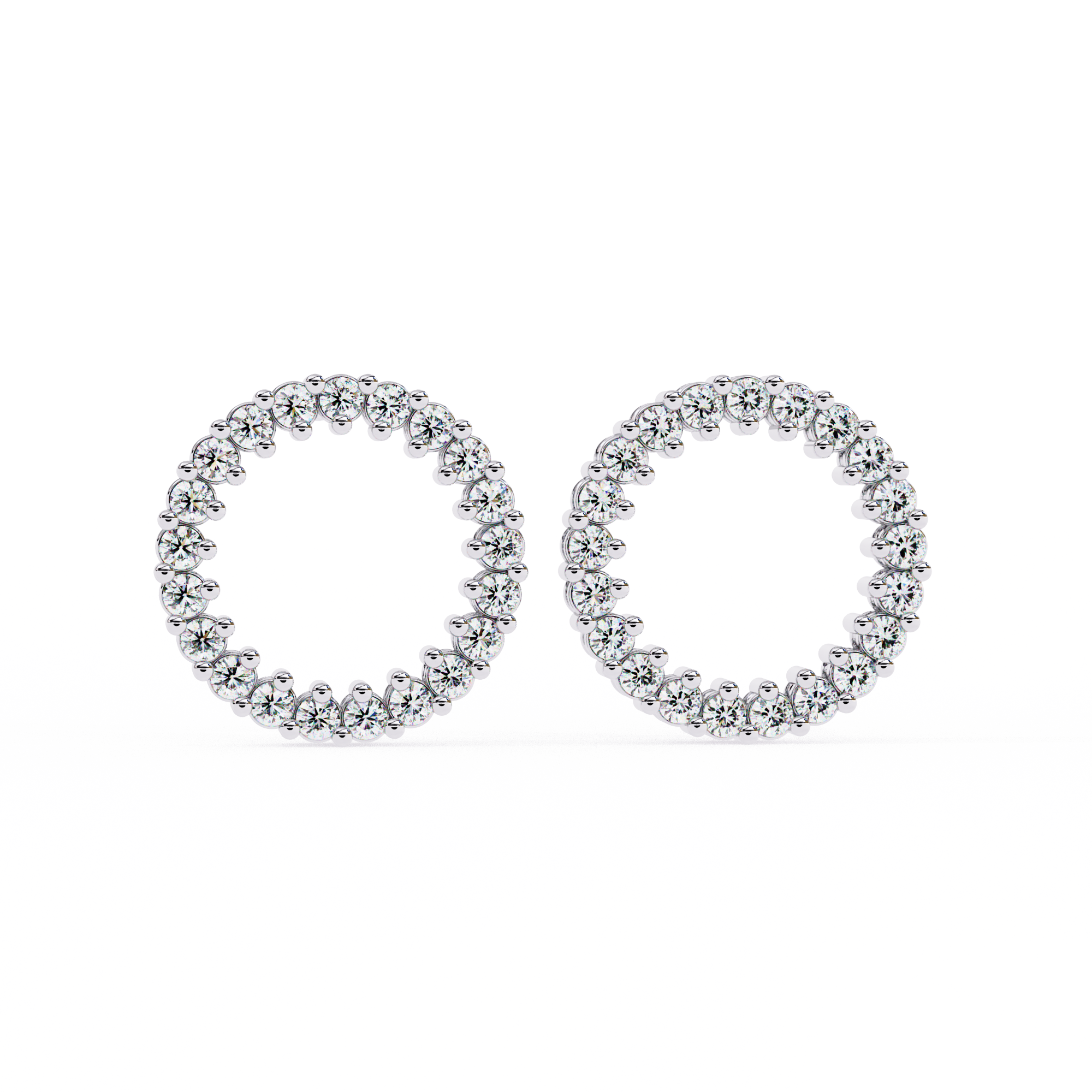Elegant Diamond Circle Stud Earrings