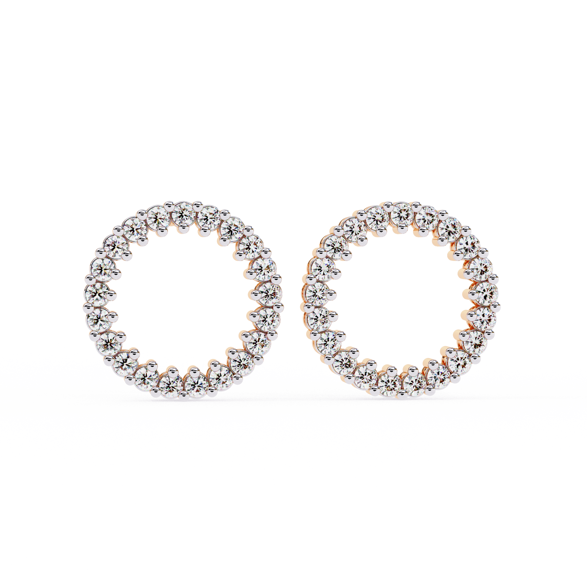 Elegant Diamond Circle Stud Earrings