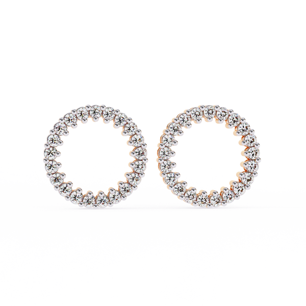 Elegant Diamond Circle Stud Earrings