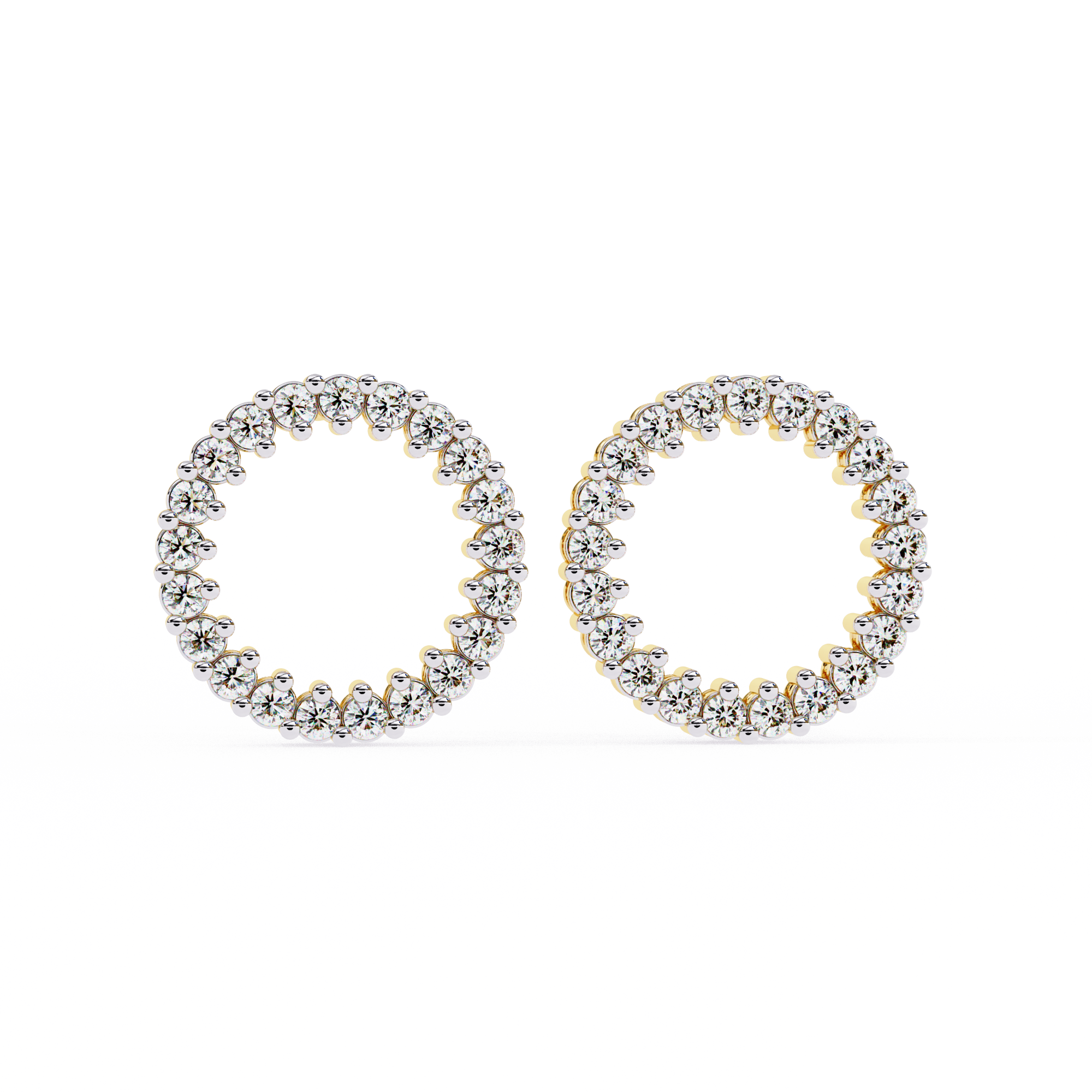 Elegant Diamond Circle Stud Earrings