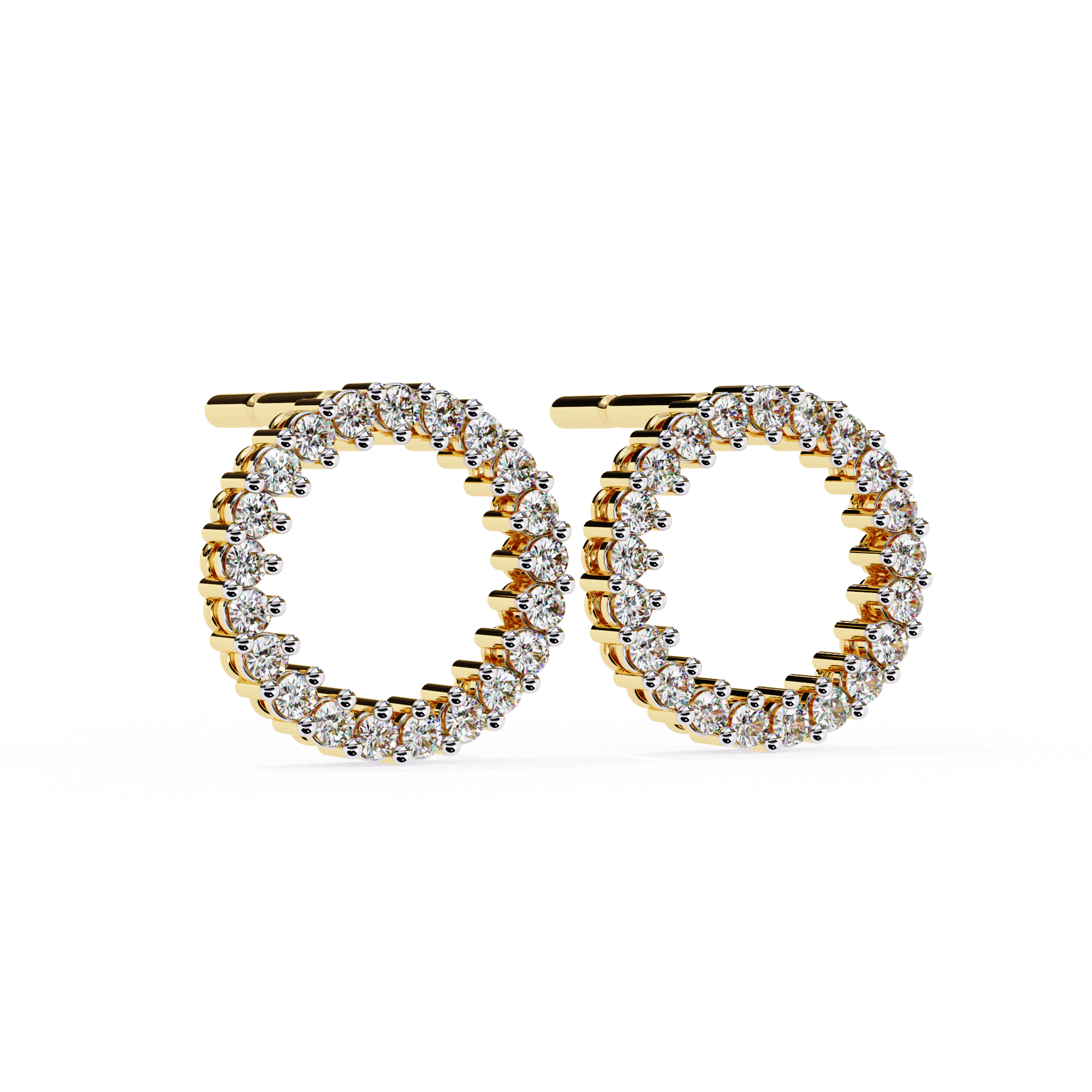 Elegant Diamond Circle Stud Earrings