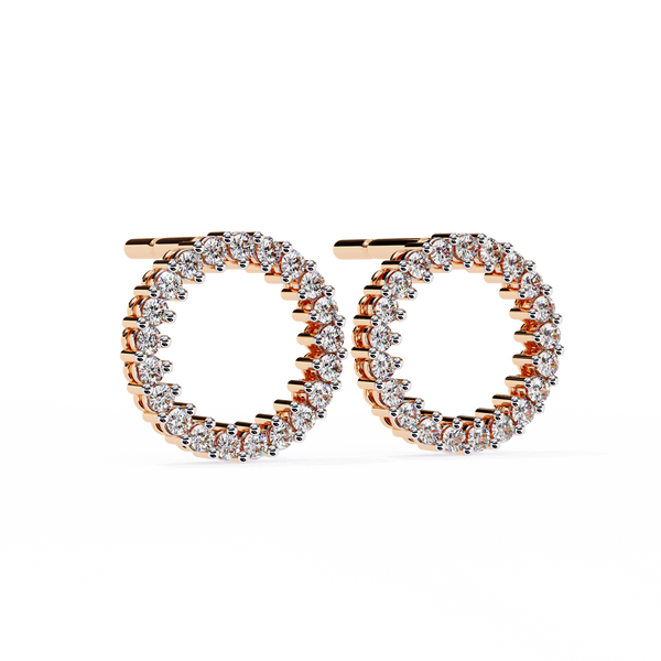 Elegant Diamond Circle Stud Earrings