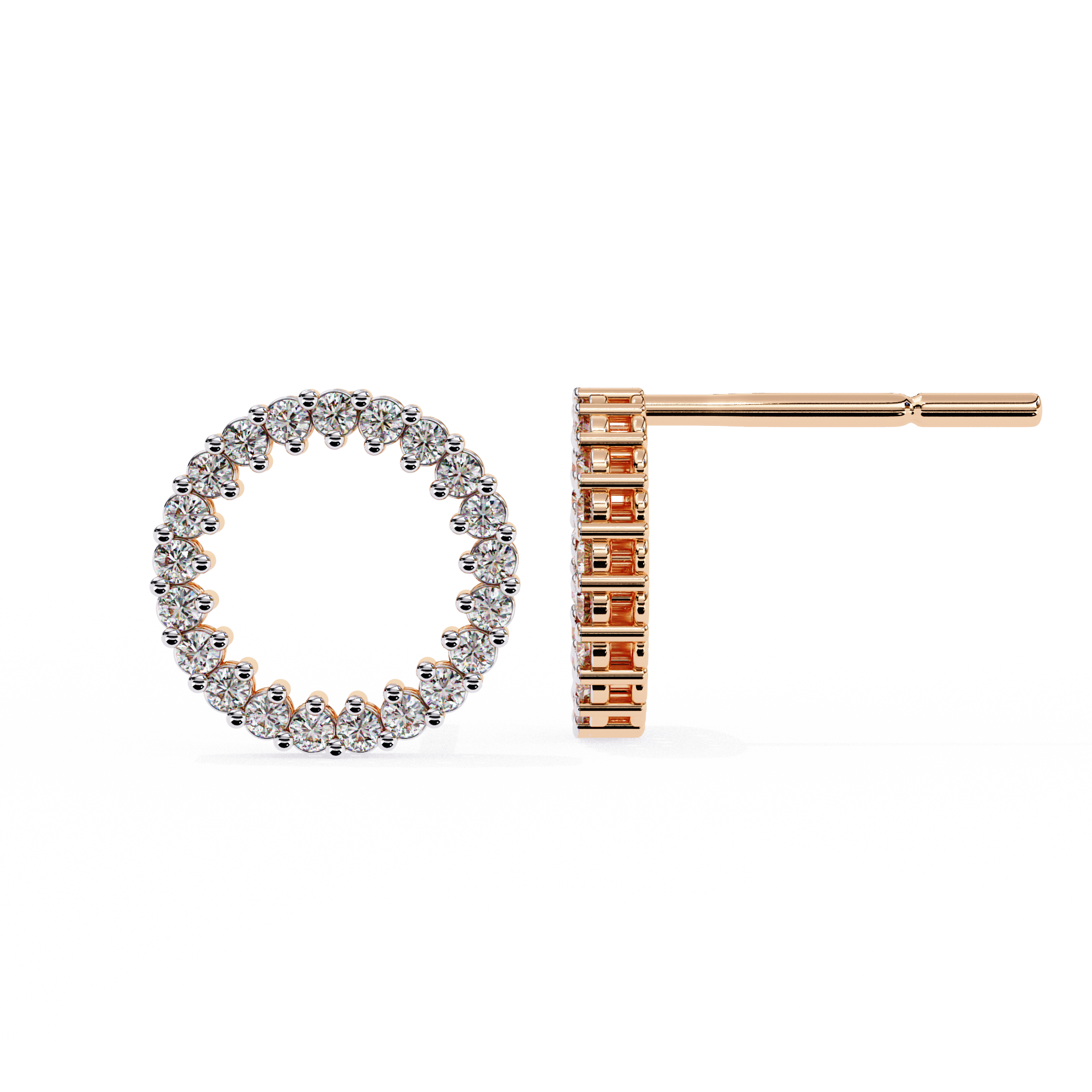 Elegant Diamond Circle Stud Earrings