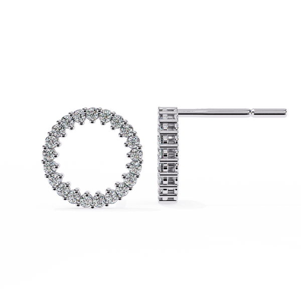 Elegant Diamond Circle Stud Earrings