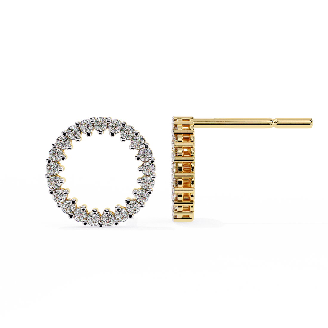 Elegant Diamond Circle Stud Earrings