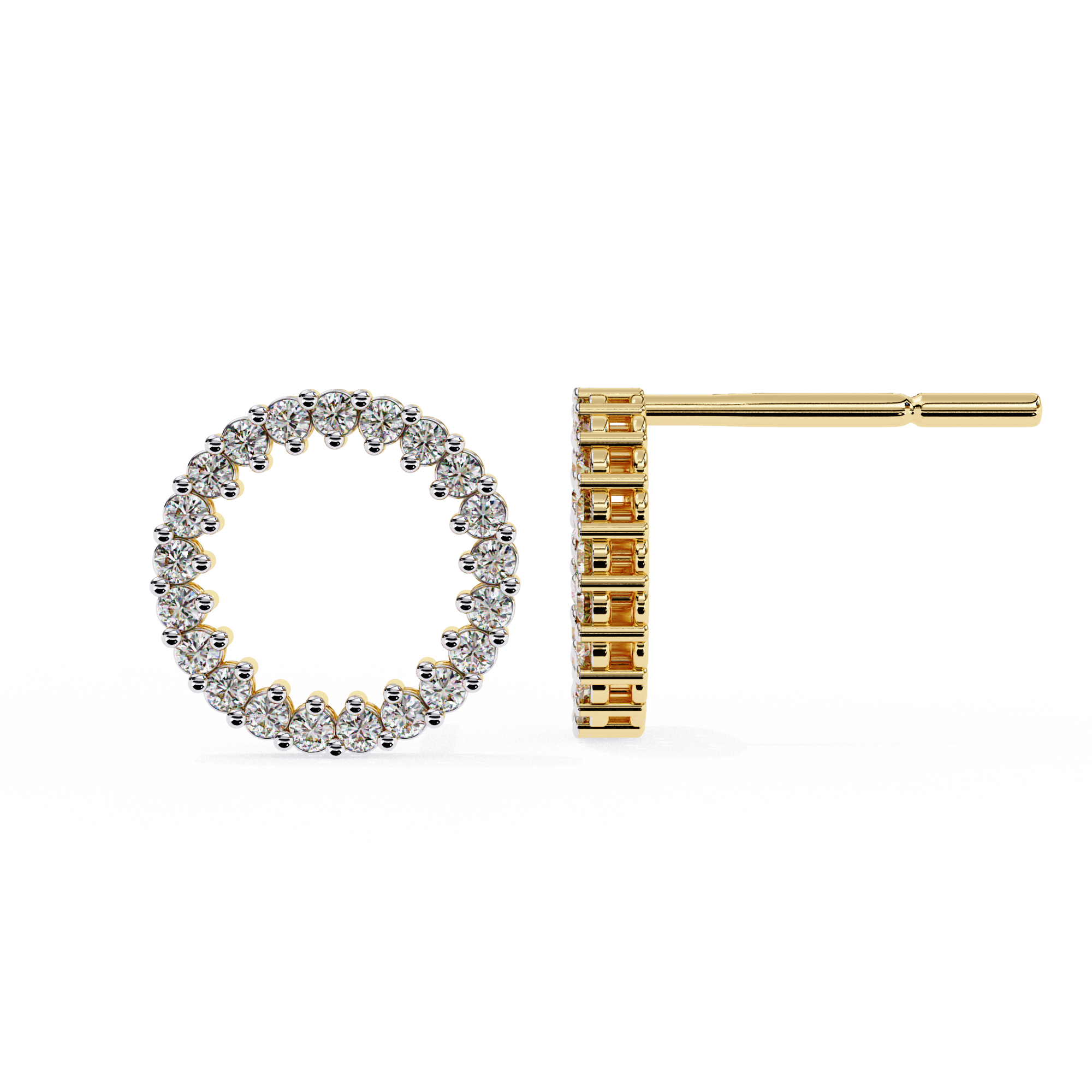 Elegant Diamond Circle Stud Earrings
