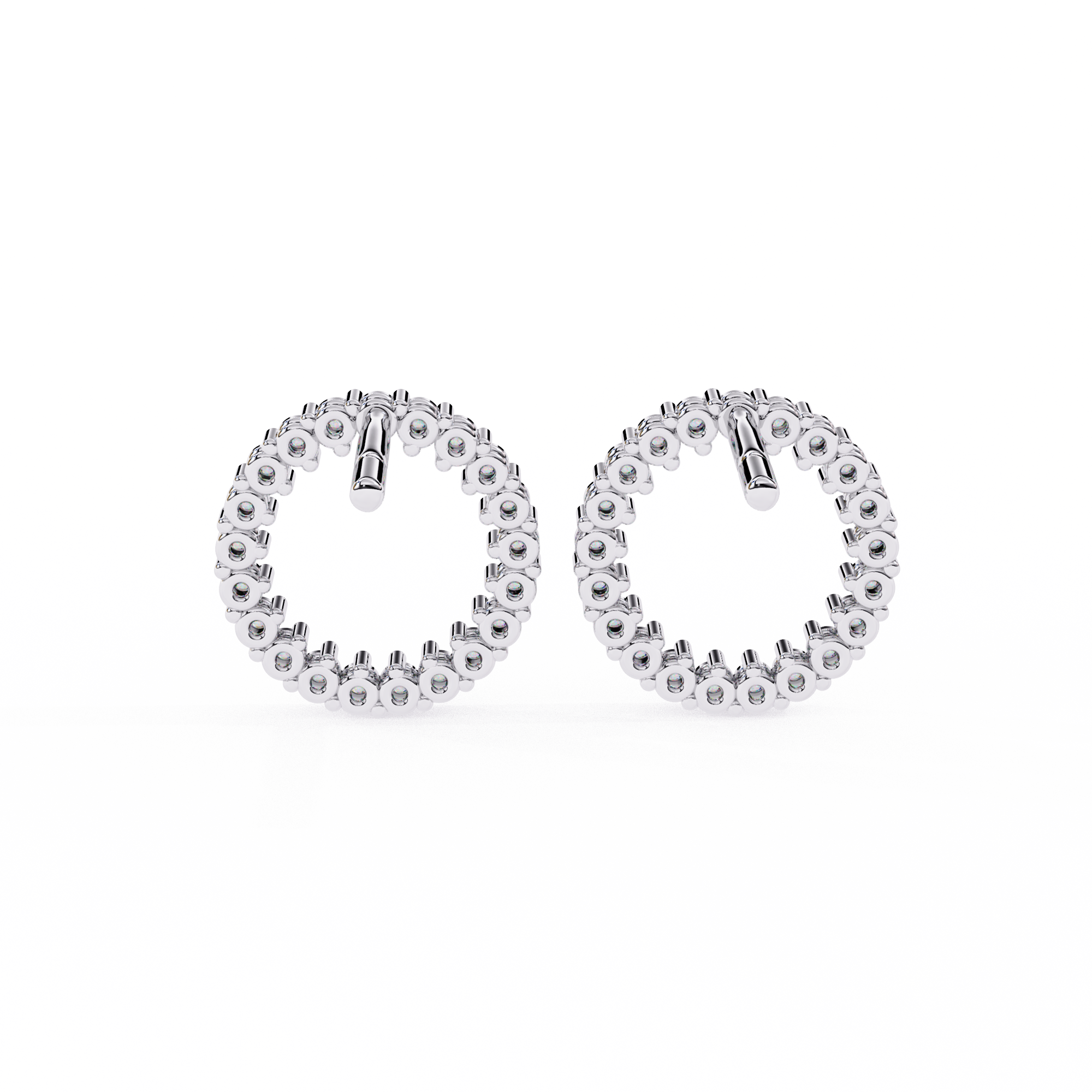 Elegant Diamond Circle Stud Earrings