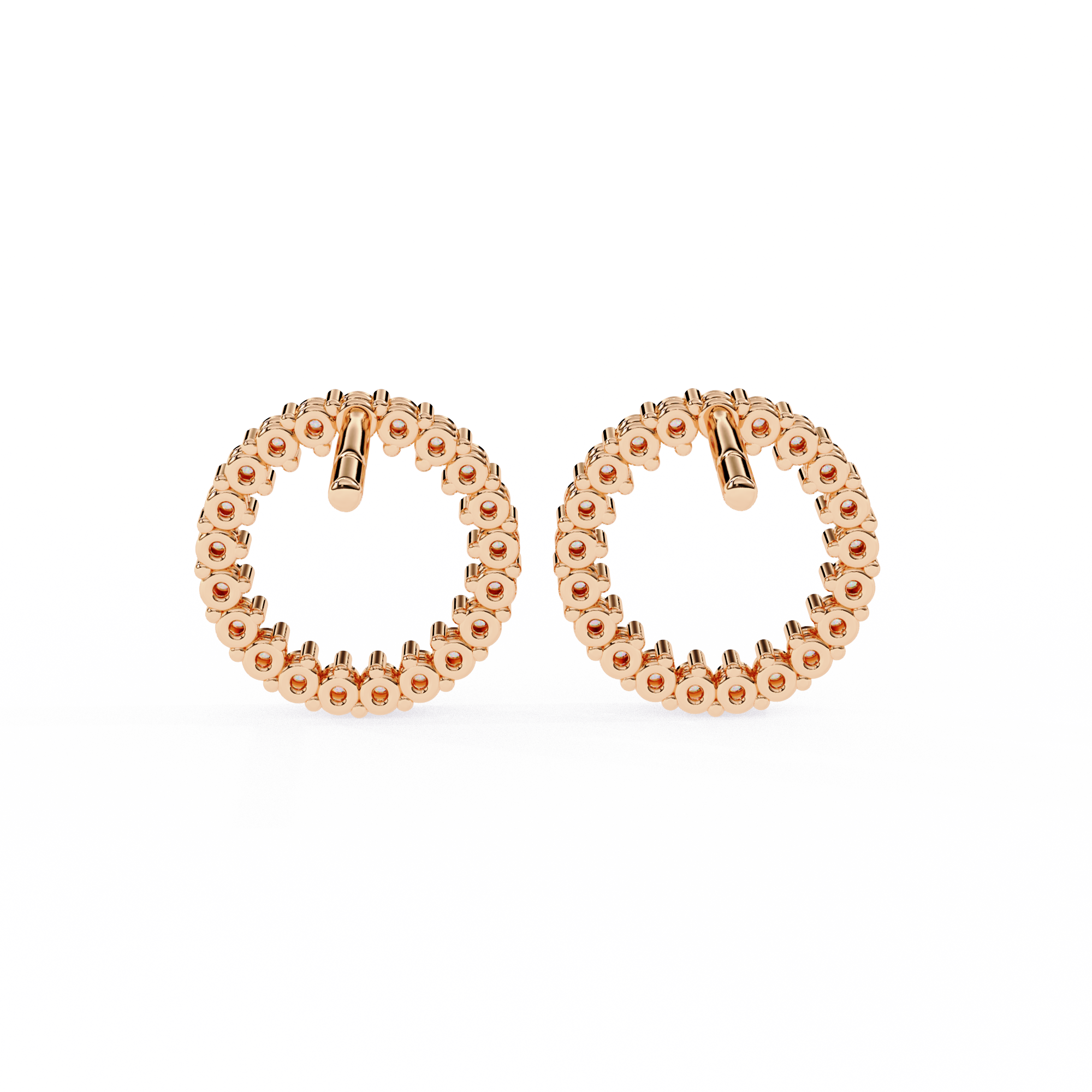 Elegant Diamond Circle Stud Earrings