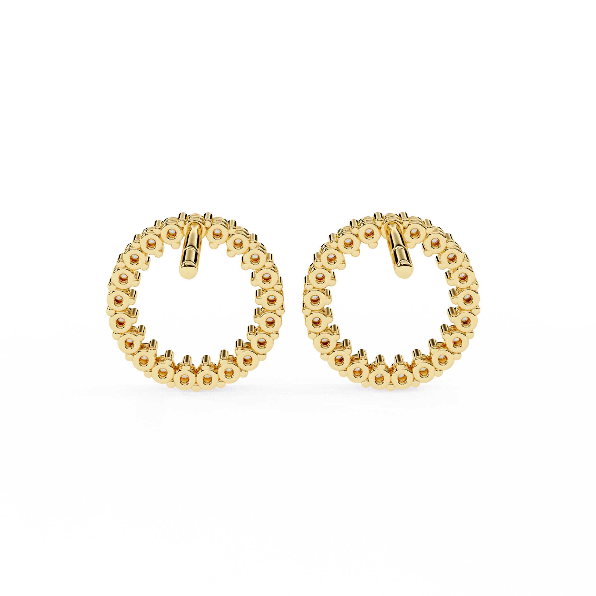 Elegant Diamond Circle Stud Earrings
