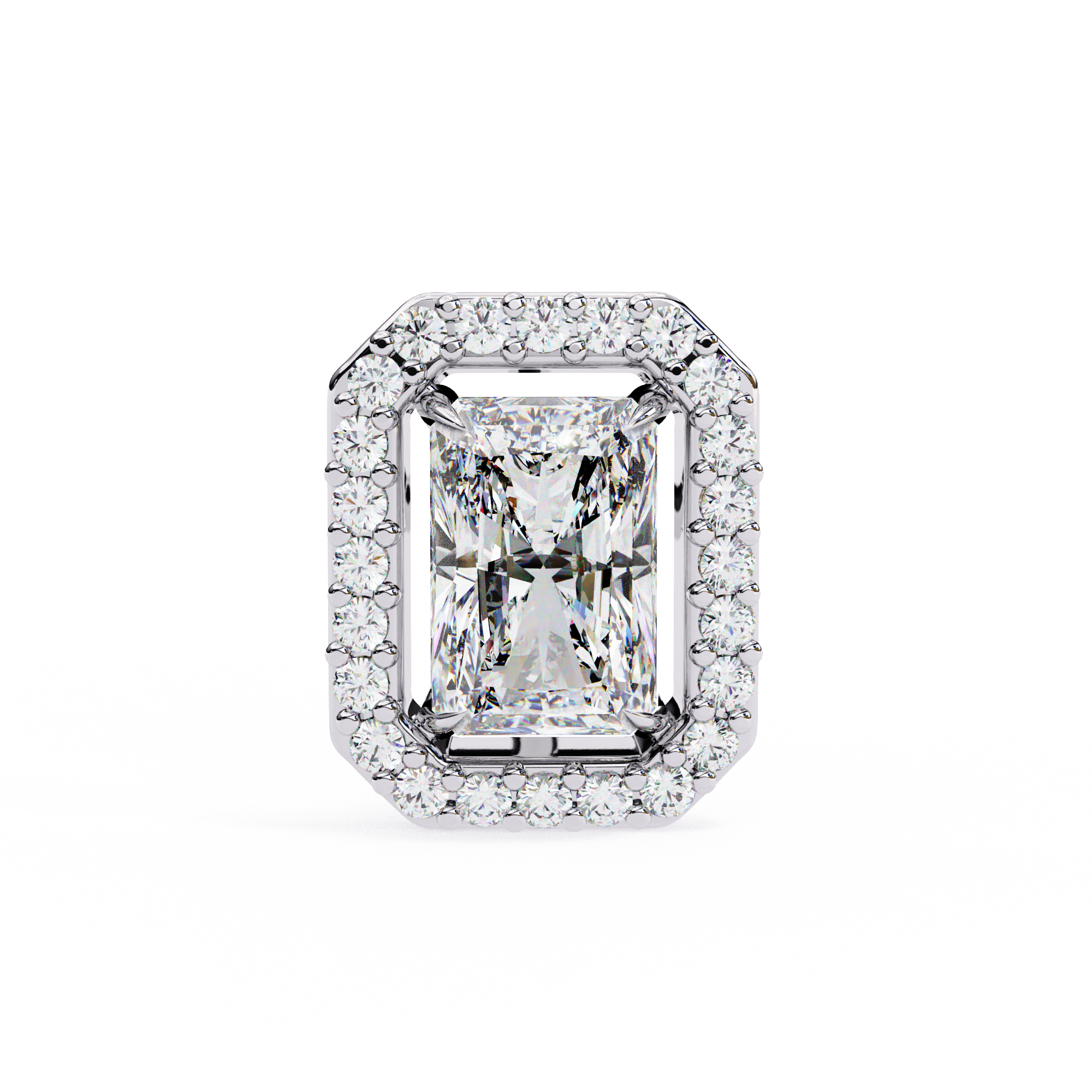 Radiant Cut Halo Stud Earrings