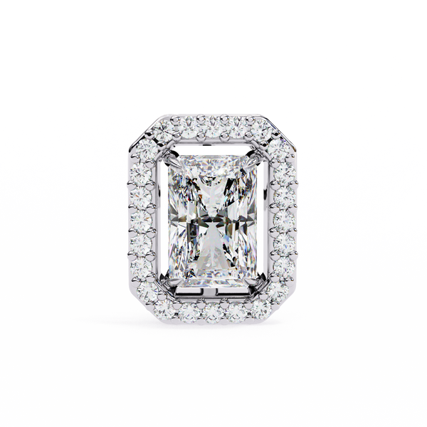 Radiant Cut Halo Stud Earrings