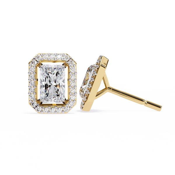 Radiant Cut Halo Stud Earrings