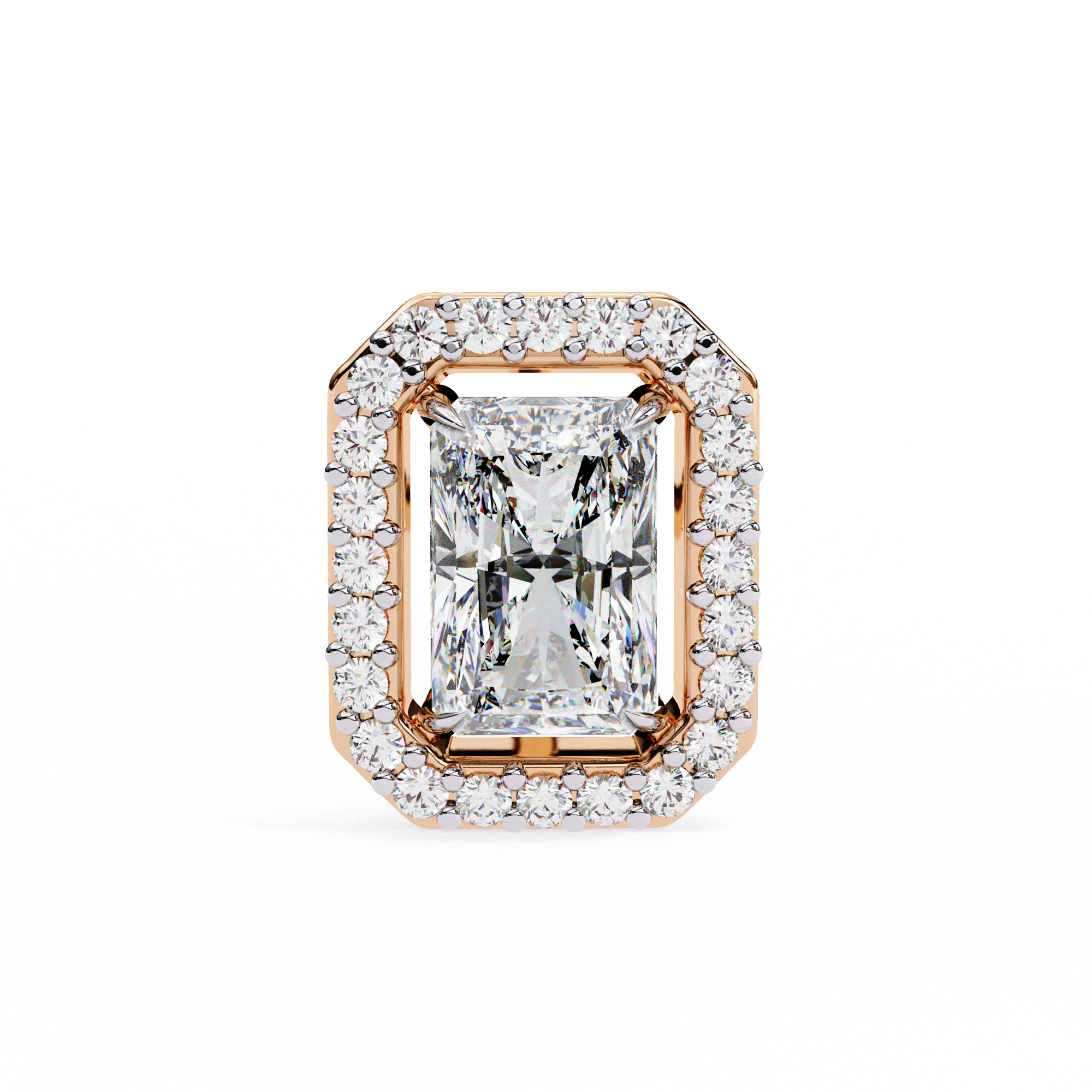 Radiant Cut Halo Stud Earrings