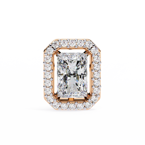 Radiant Cut Halo Stud Earrings