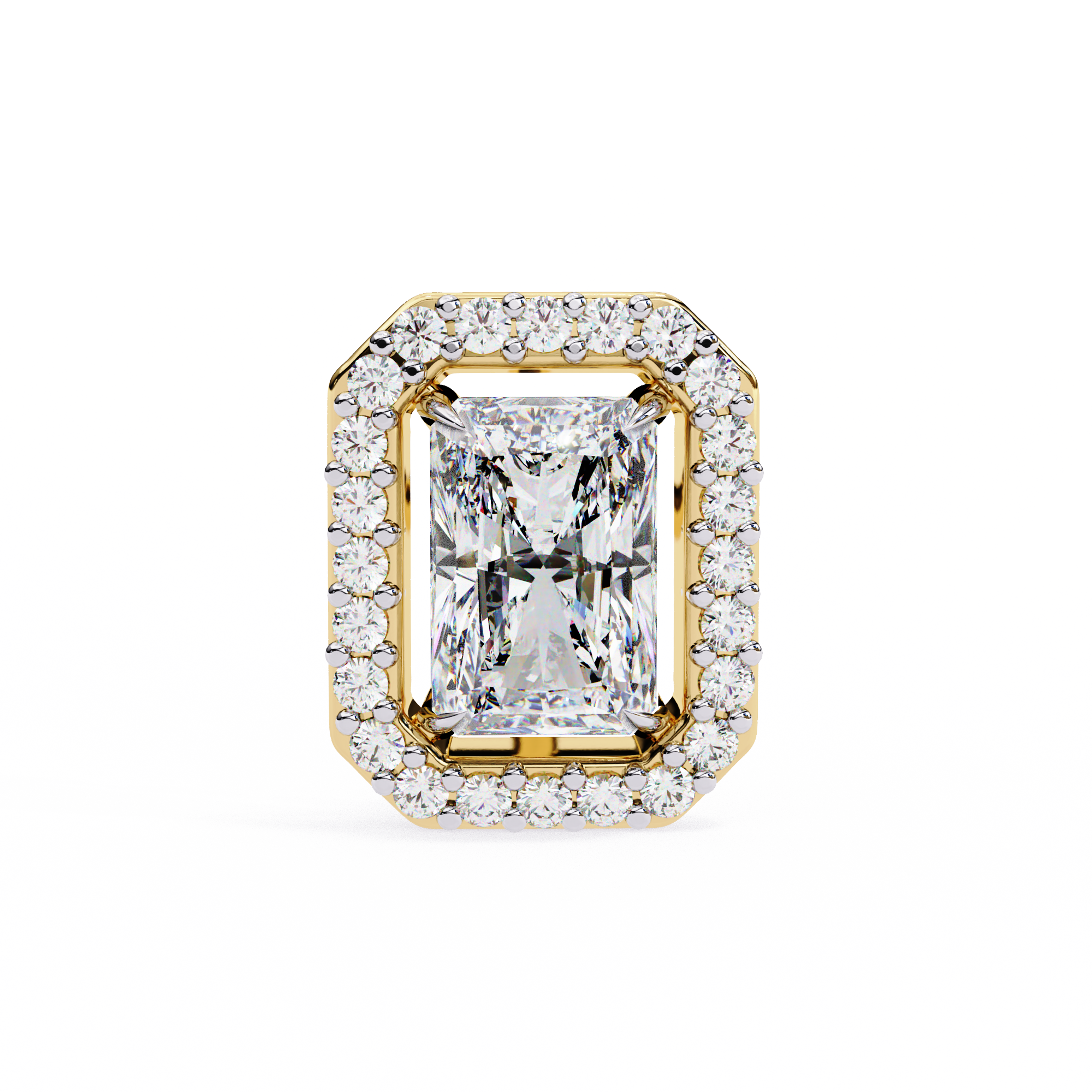Radiant Cut Halo Stud Earrings