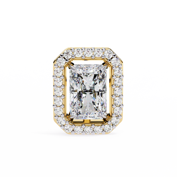 Radiant Cut Halo Stud Earrings