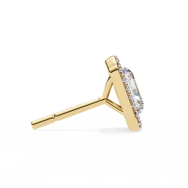 Radiant Cut Halo Stud Earrings