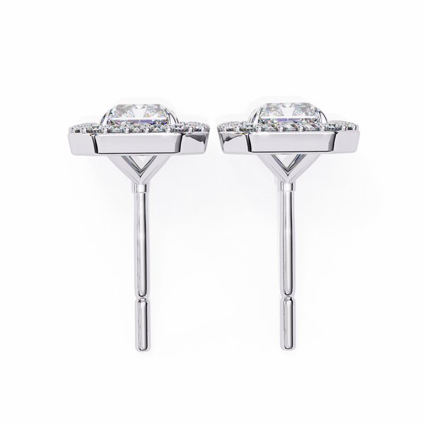 Radiant Cut Halo Stud Earrings