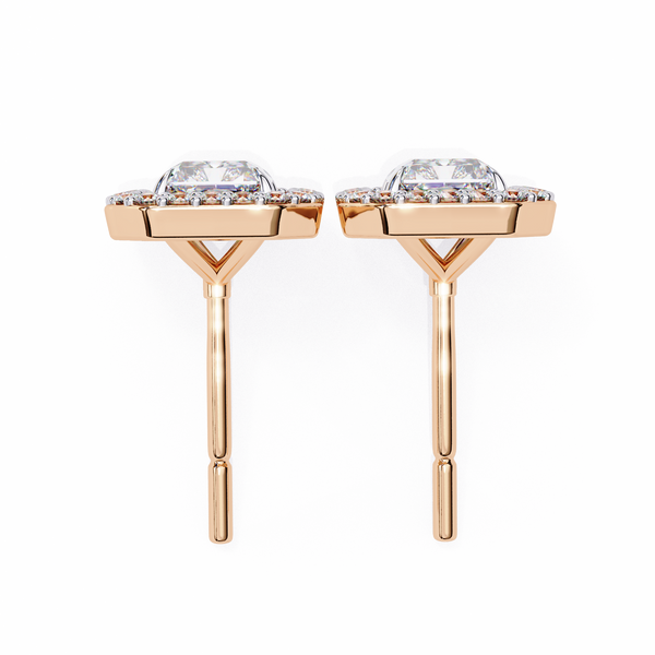 Radiant Cut Halo Stud Earrings