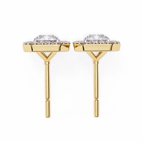 Radiant Cut Halo Stud Earrings