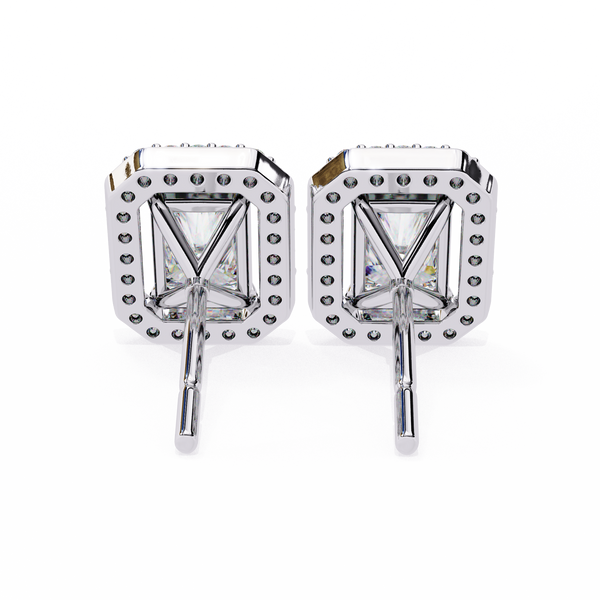 Radiant Cut Halo Stud Earrings