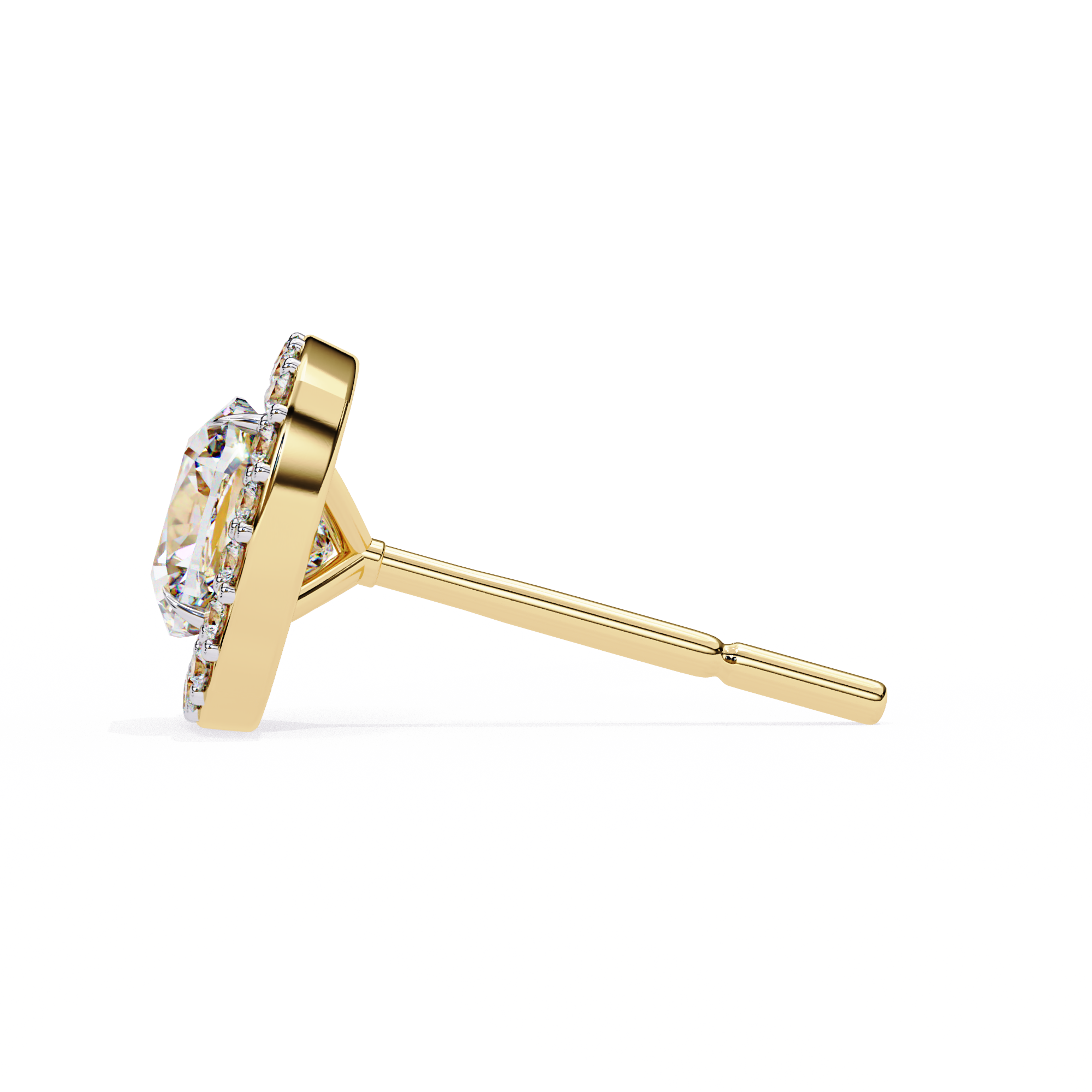 Classic Cushion Soliatire With Halo Diamond Stud Earrings