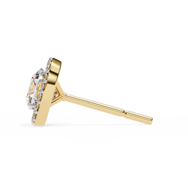 Classic Cushion Soliatire With Halo Diamond Stud Earrings