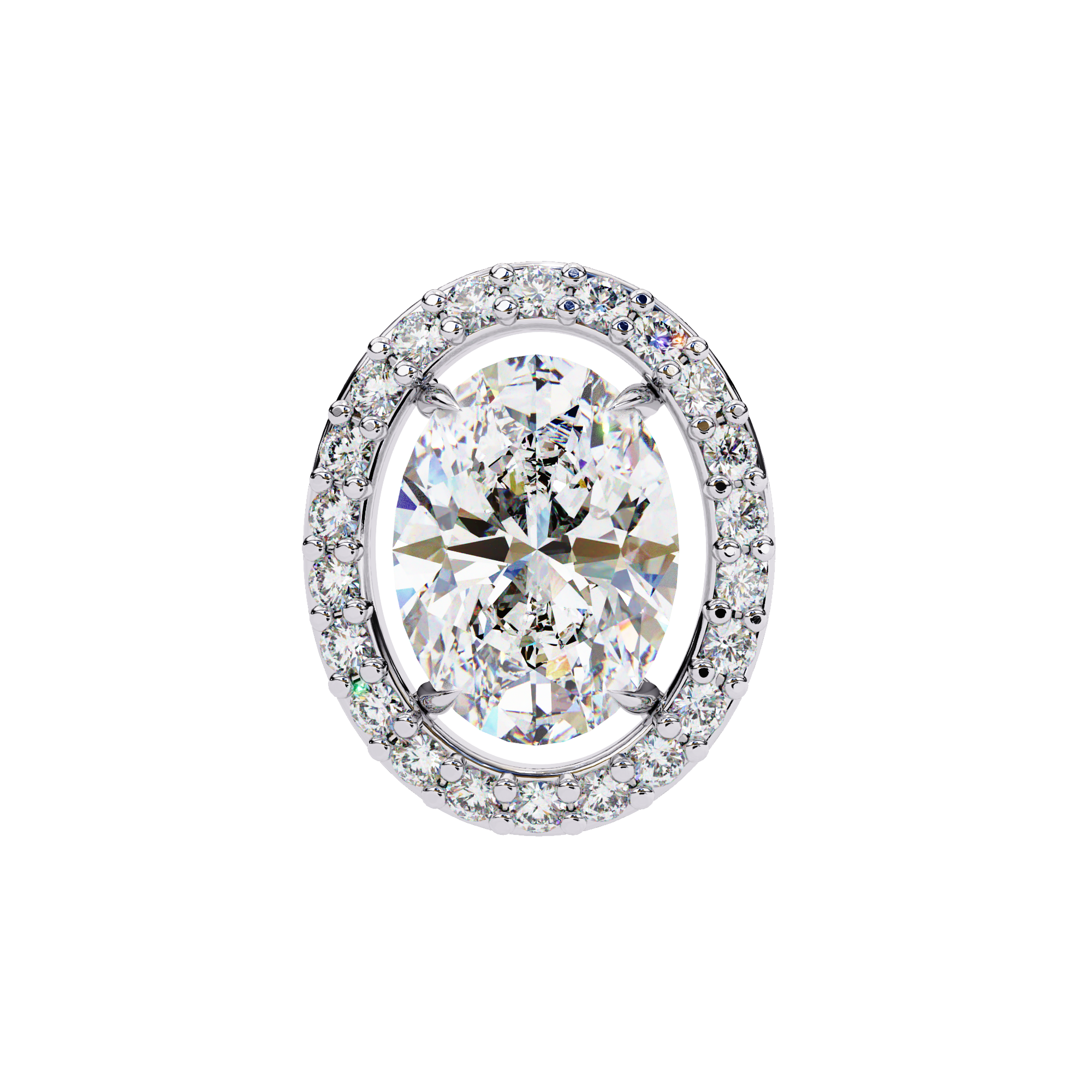 Classic Oval Solitaire With Halo Diamond Stud Earrings