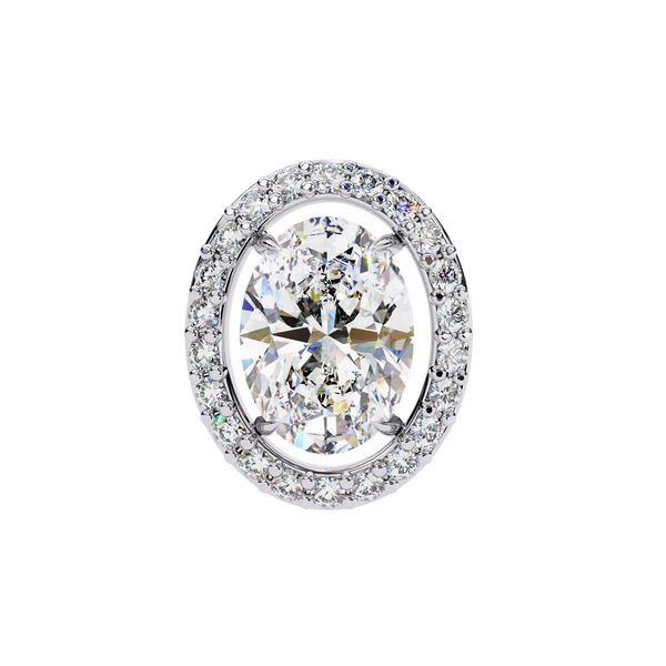 Classic Oval Solitaire With Halo Diamond Stud Earrings