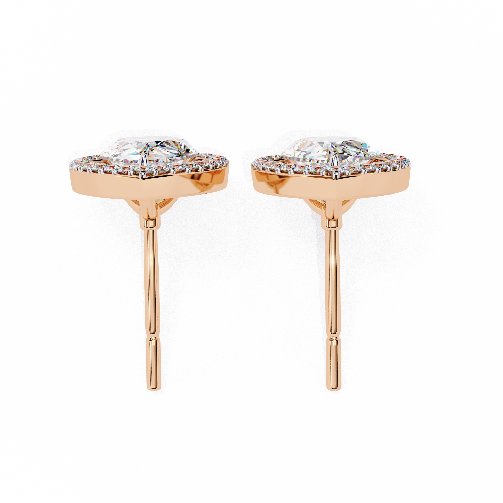 Classic Pear Solitaire With Halo Diamond Stud Earrings