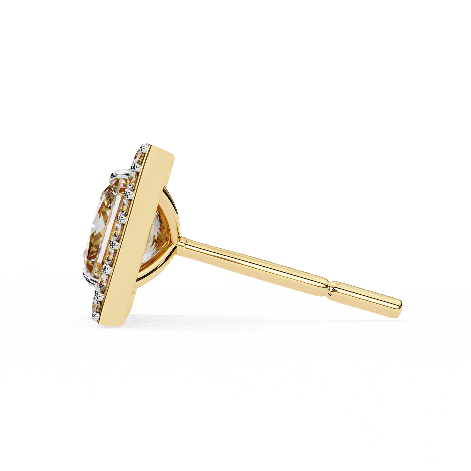 Classic Princess Soliatire With Halo Diamond Stud Earrings