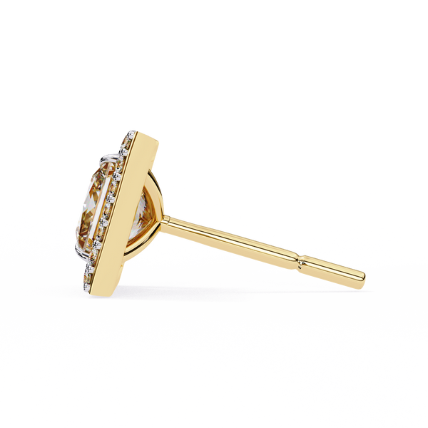 Classic Princess Soliatire With Halo Diamond Stud Earrings