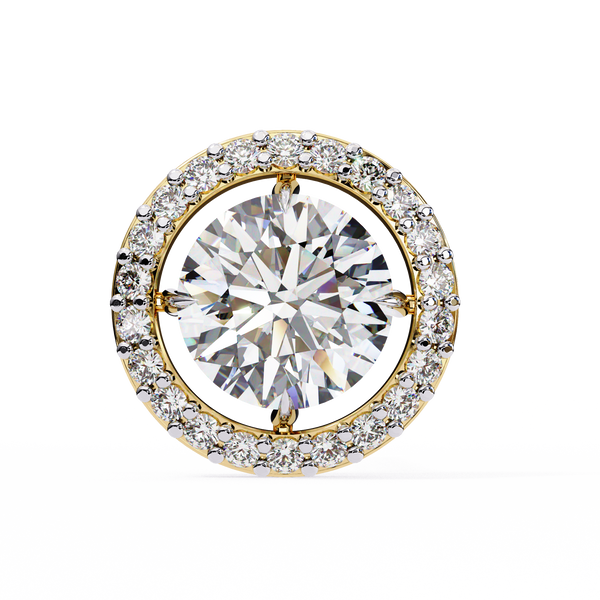Classic Round Soliatire With Halo Diamond Stud Earrings