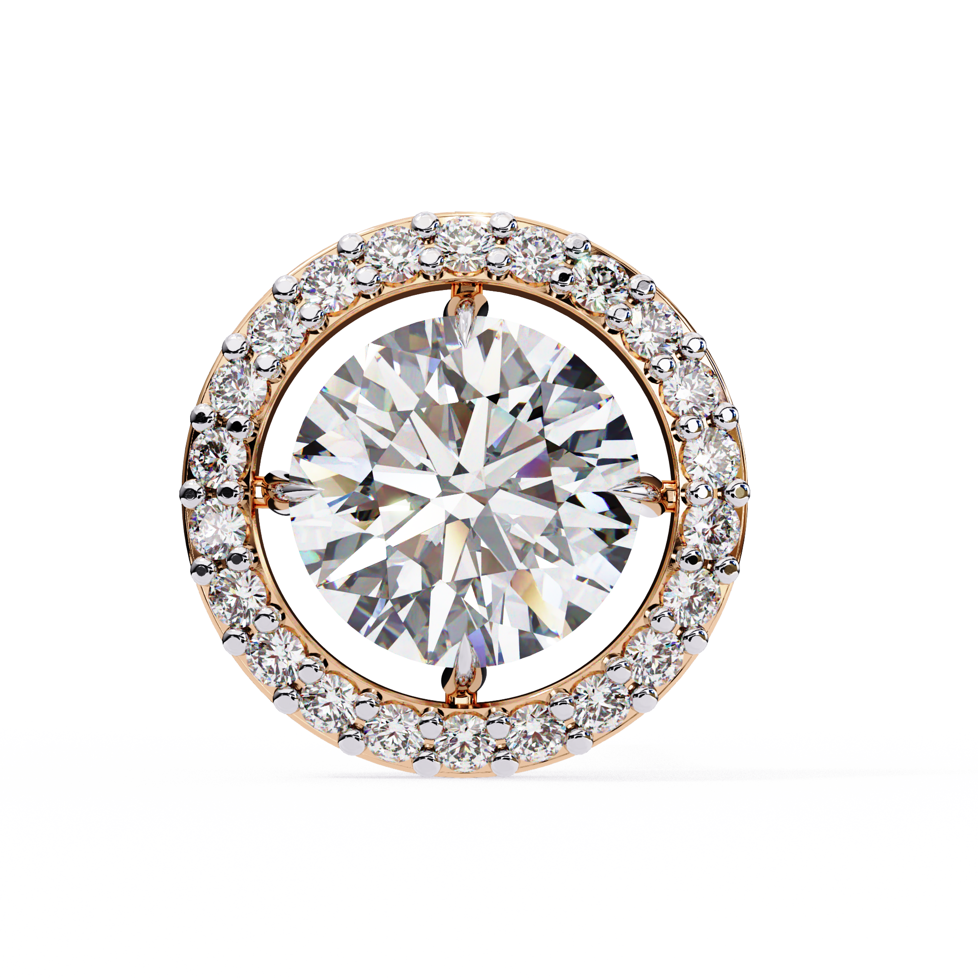 Classic Round Soliatire With Halo Diamond Stud Earrings