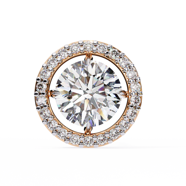 Classic Round Soliatire With Halo Diamond Stud Earrings