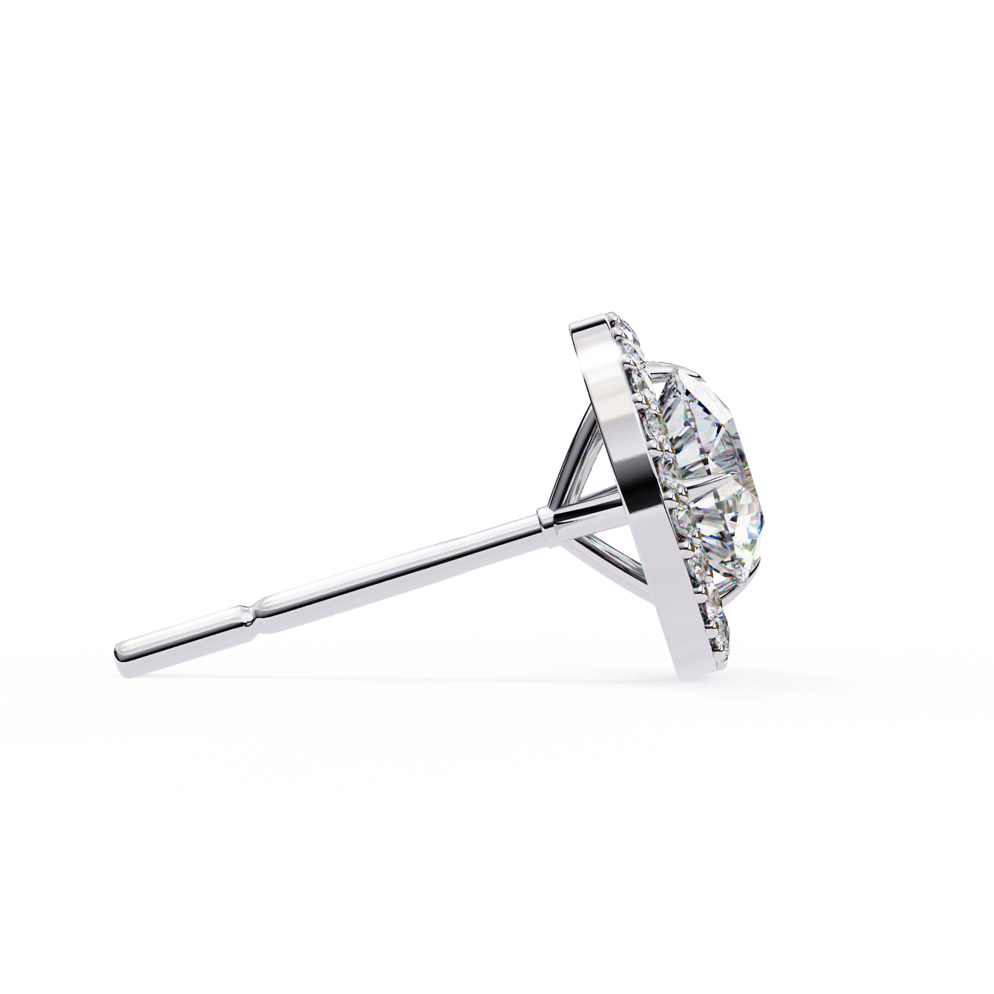 Classic Round Soliatire With Halo Diamond Stud Earrings