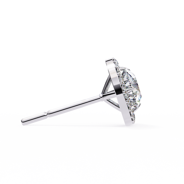 Classic Round Soliatire With Halo Diamond Stud Earrings