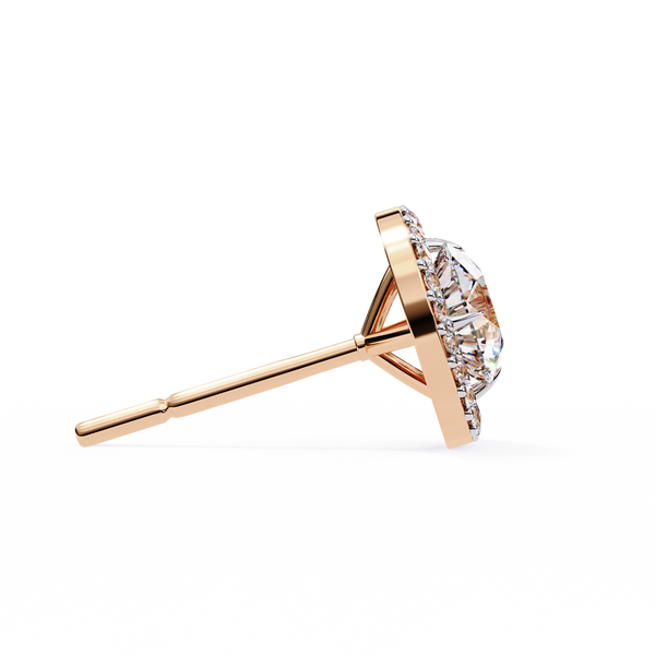 Classic Round Soliatire With Halo Diamond Stud Earrings