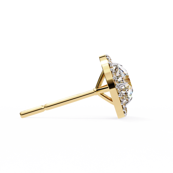 Classic Round Soliatire With Halo Diamond Stud Earrings