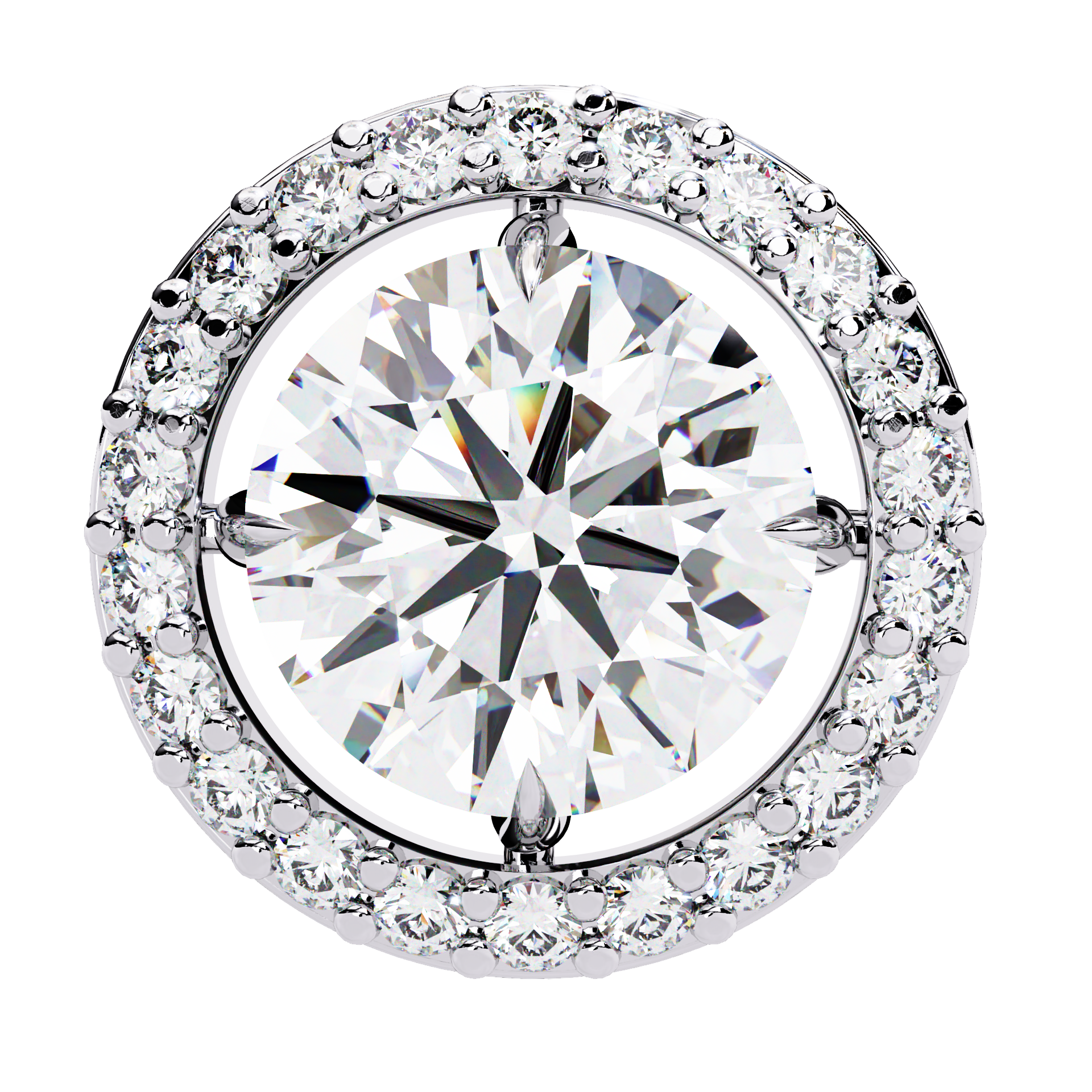 Classic Round Soliatire With Halo Diamond Stud Earrings