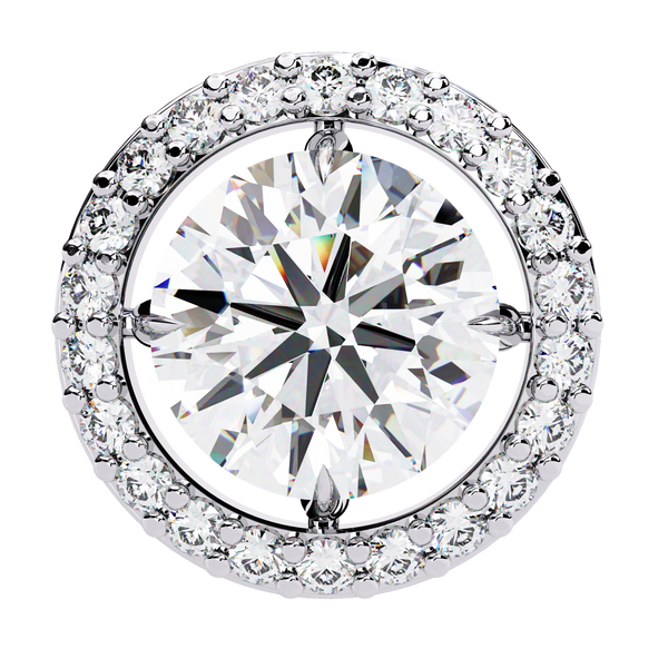 Classic Round Soliatire With Halo Diamond Stud Earrings